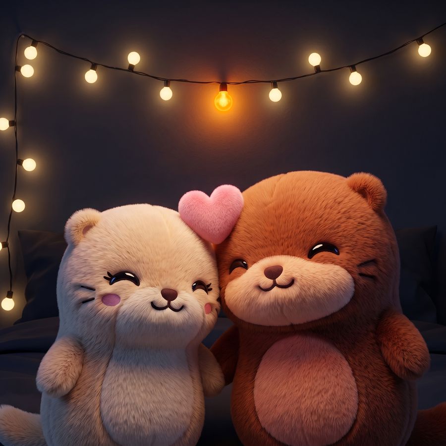 Forehead touch under fairy lights